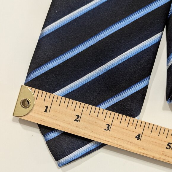 Paul Smith Dark Blue with light Blue Stripes Silk Tie - Made in Italy - Picture 3 of 8